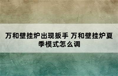 万和壁挂炉出现扳手 万和壁挂炉夏季模式怎么调